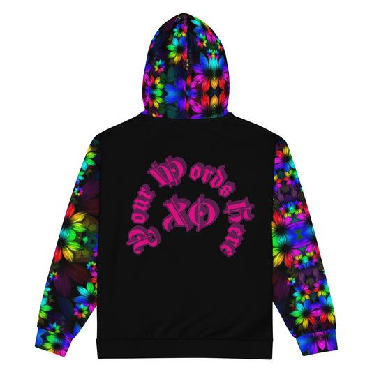 You Personalize, Monogram  Floral Glow Unisex Zip Hoodie