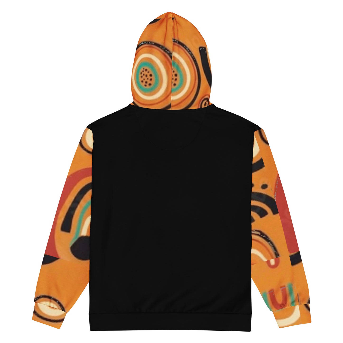 African Print,   Colors Black/ Orange Print Unisex zip hoodie