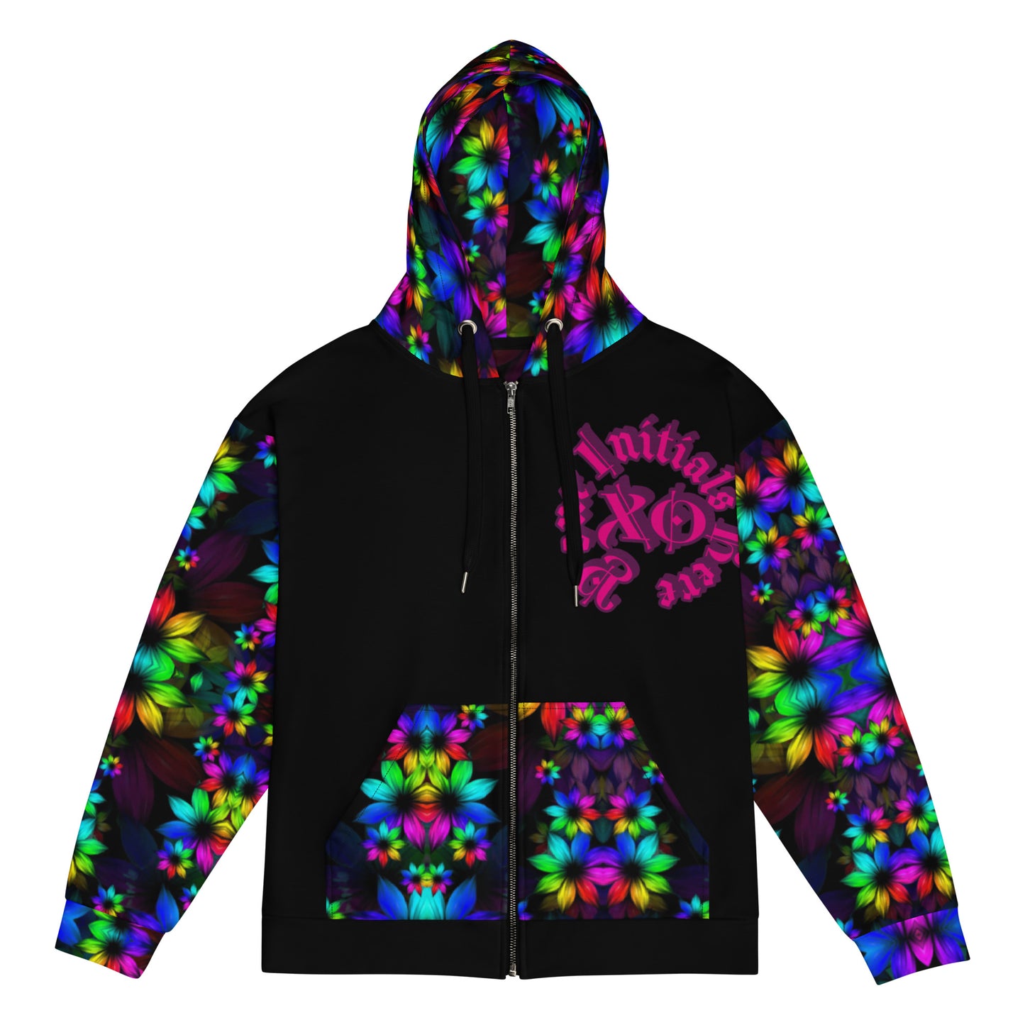 You Personalize, Monogram  Floral Glow Unisex Zip Hoodie