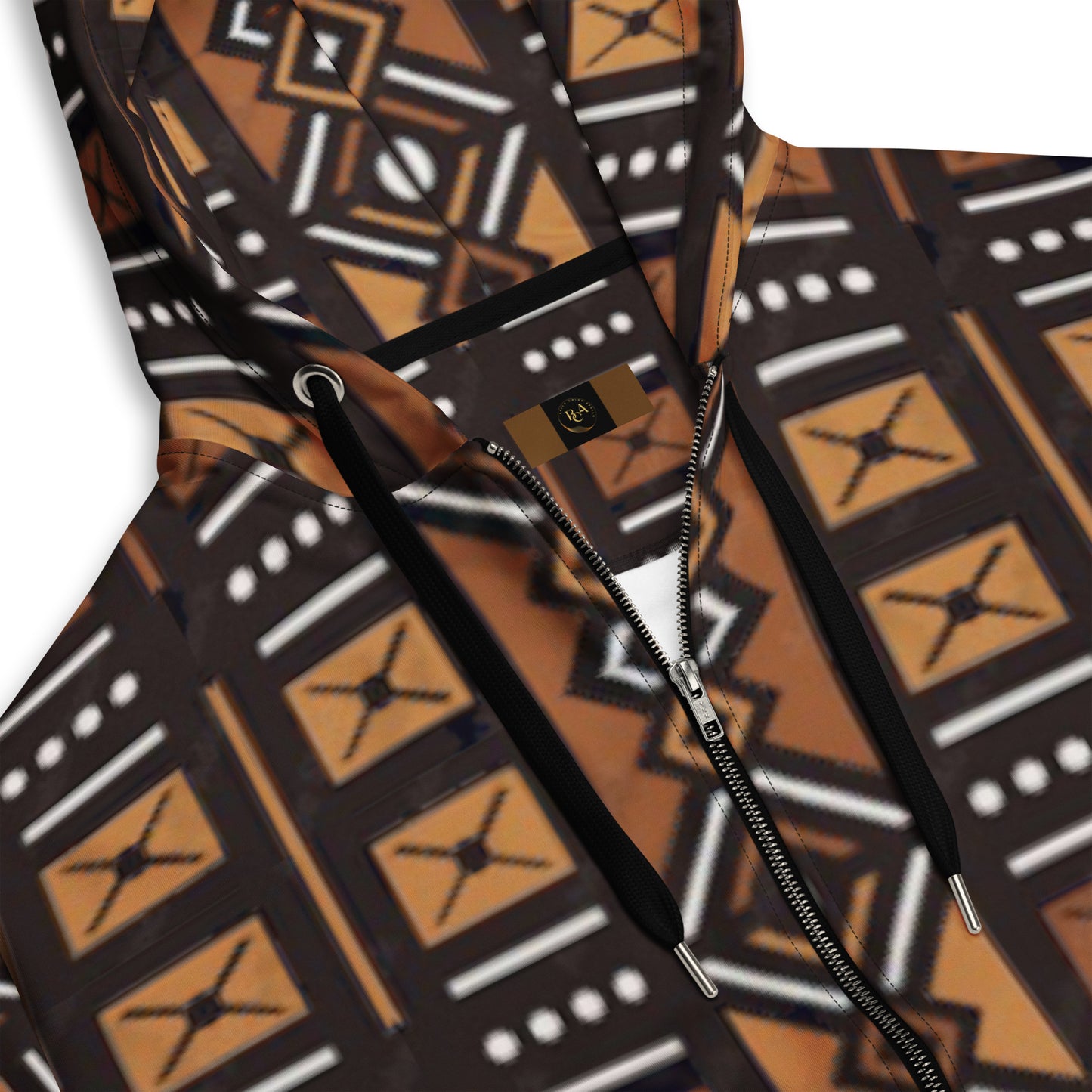 African Mud Cloth Print Unisex Zip Hoodie, Sizes 2XS-6X