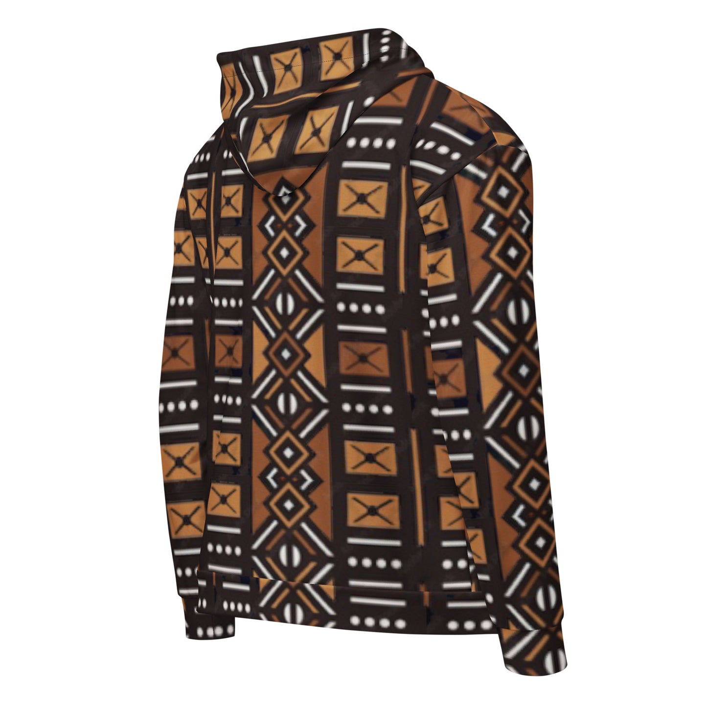 African Mud Cloth Print Unisex Zip Hoodie, Sizes 2XS-6X