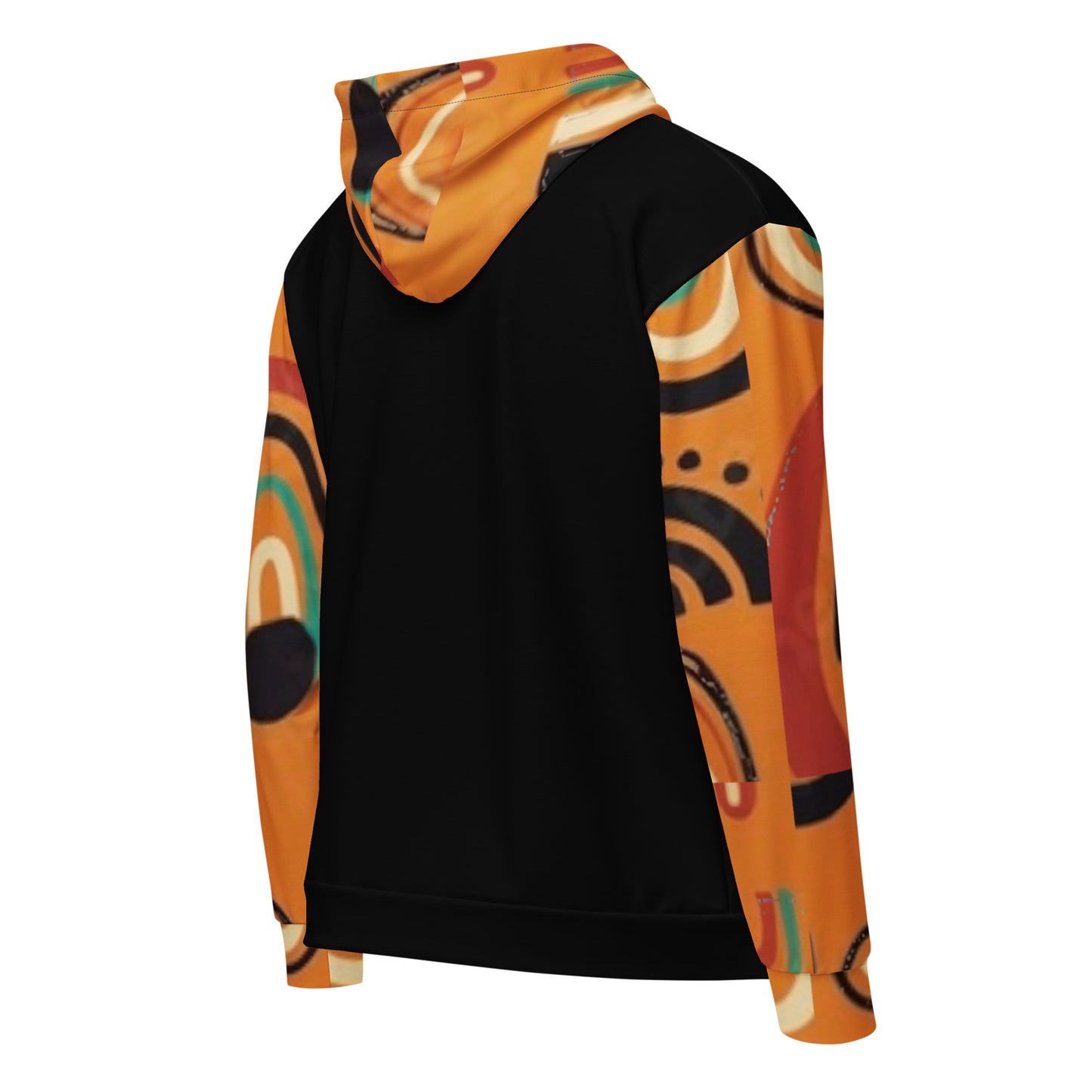 African Print,   Colors Black/ Orange Print Unisex zip hoodie