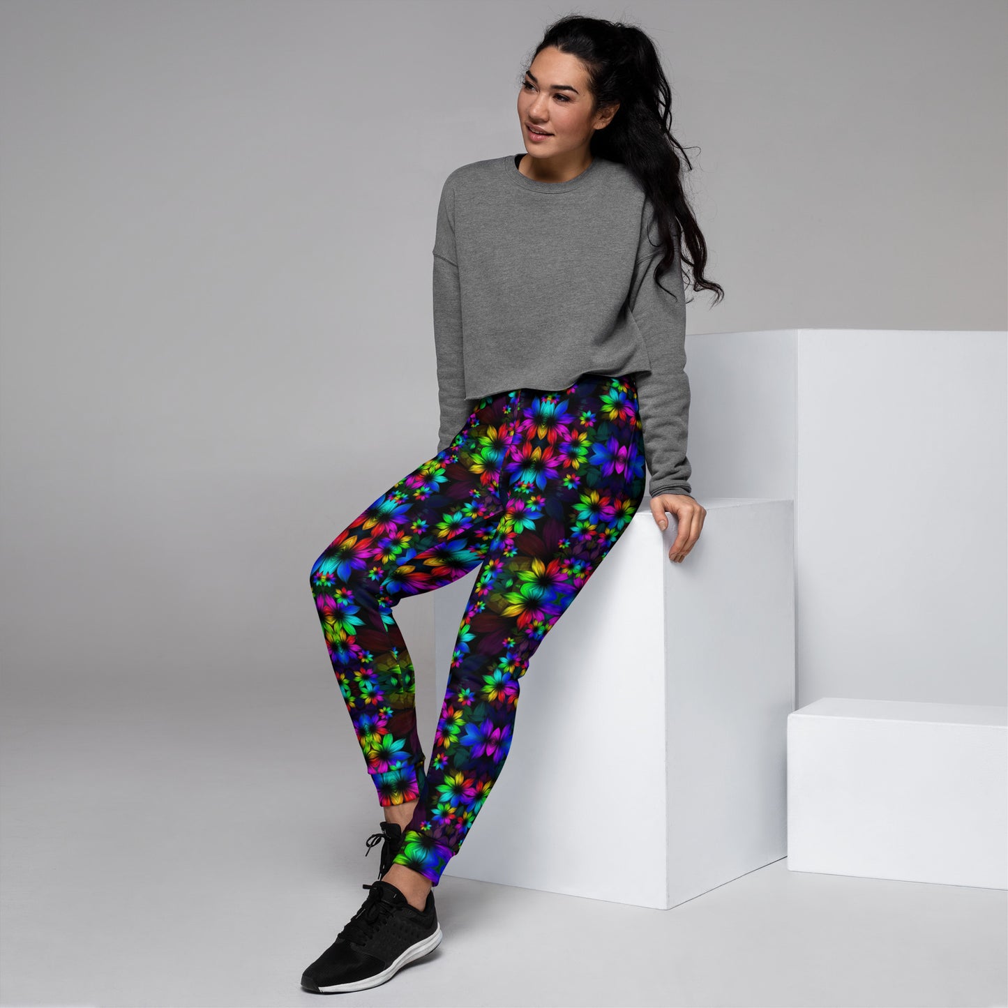 Floral Glow Graphic Print  Women's Joggers