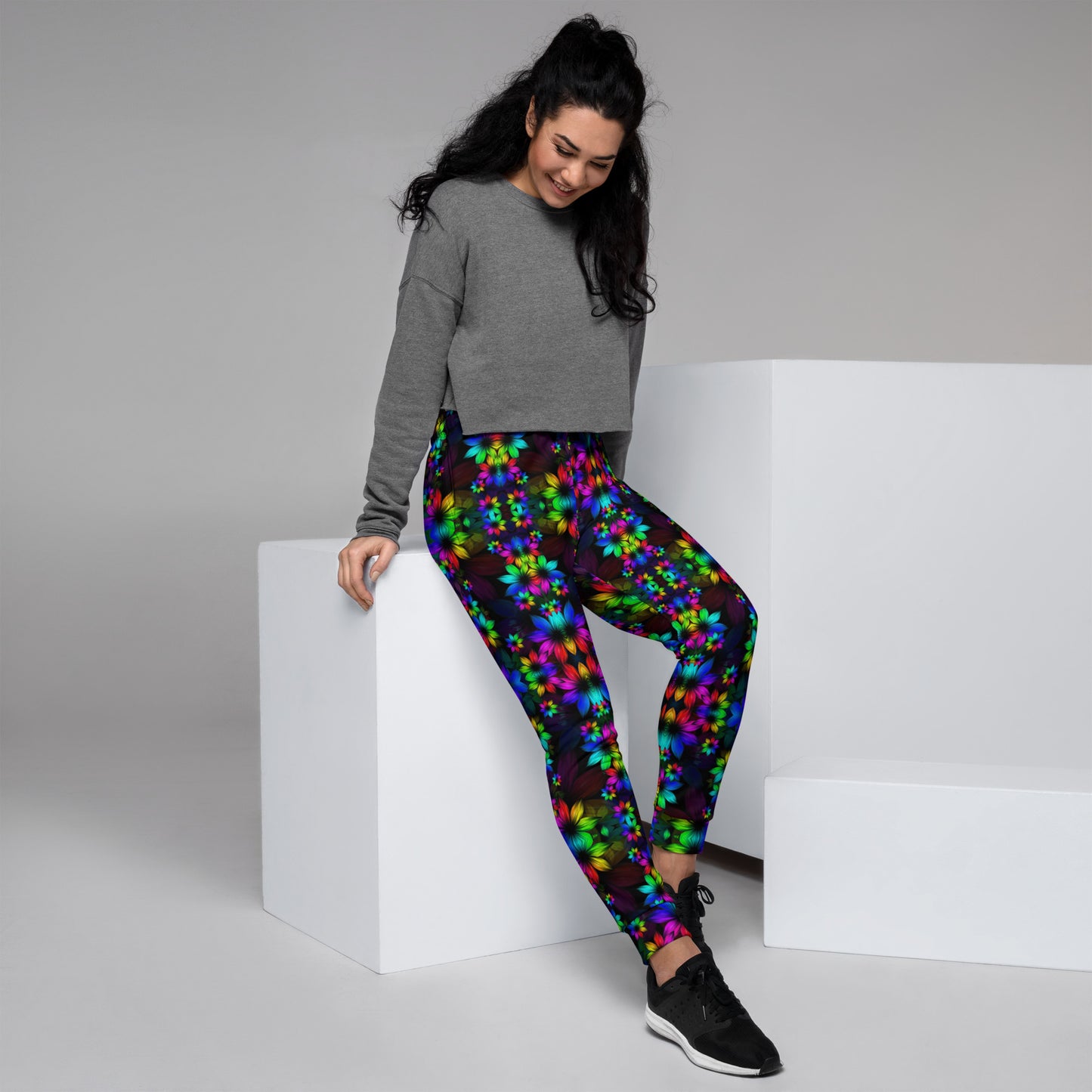 Floral Glow Graphic Print  Women's Joggers