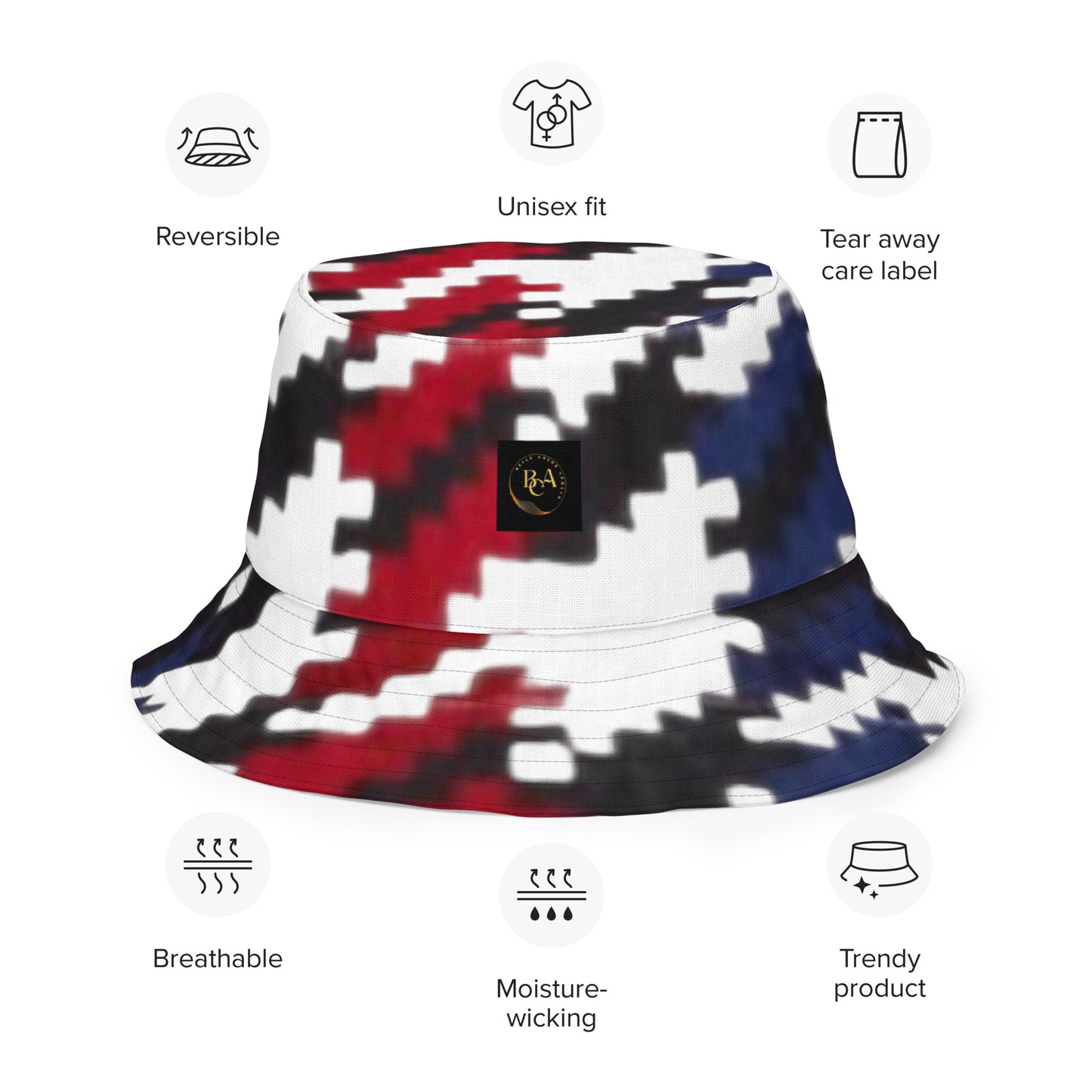 Houndstooth Reversible bucket hat