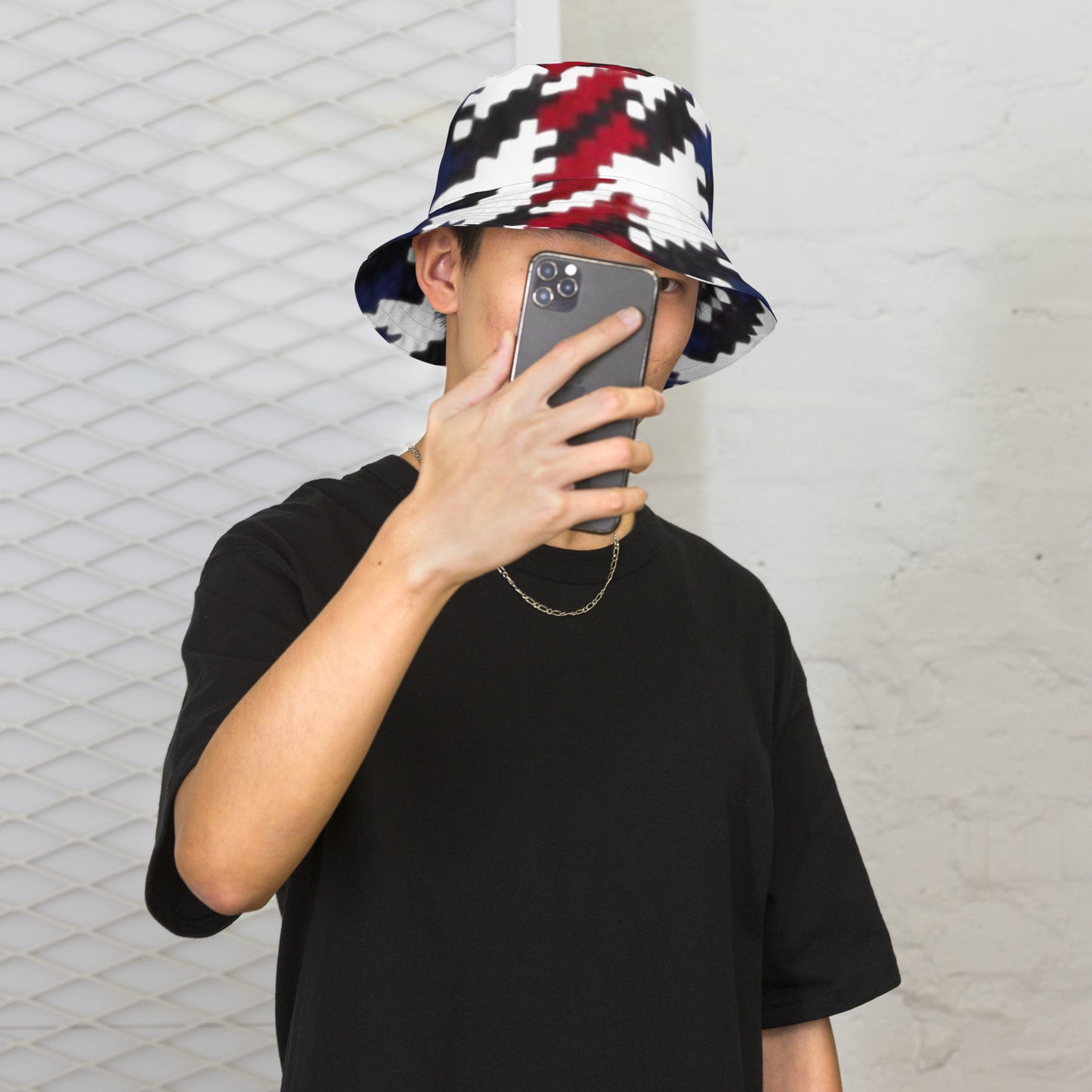 Houndstooth Reversible bucket hat