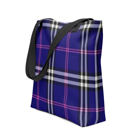 Plaid Designer Print Purple Color Tote Bag 15" x 15" - Holds 2.6 US gallons (10 l)