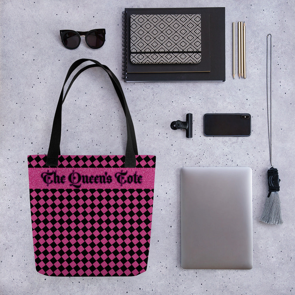 Editable Special Order Category- Pink Glitter/Black Color Tote Bag 15" x 15" - Holds 2.6 US gallons (10 l)- wt limit 44lbs