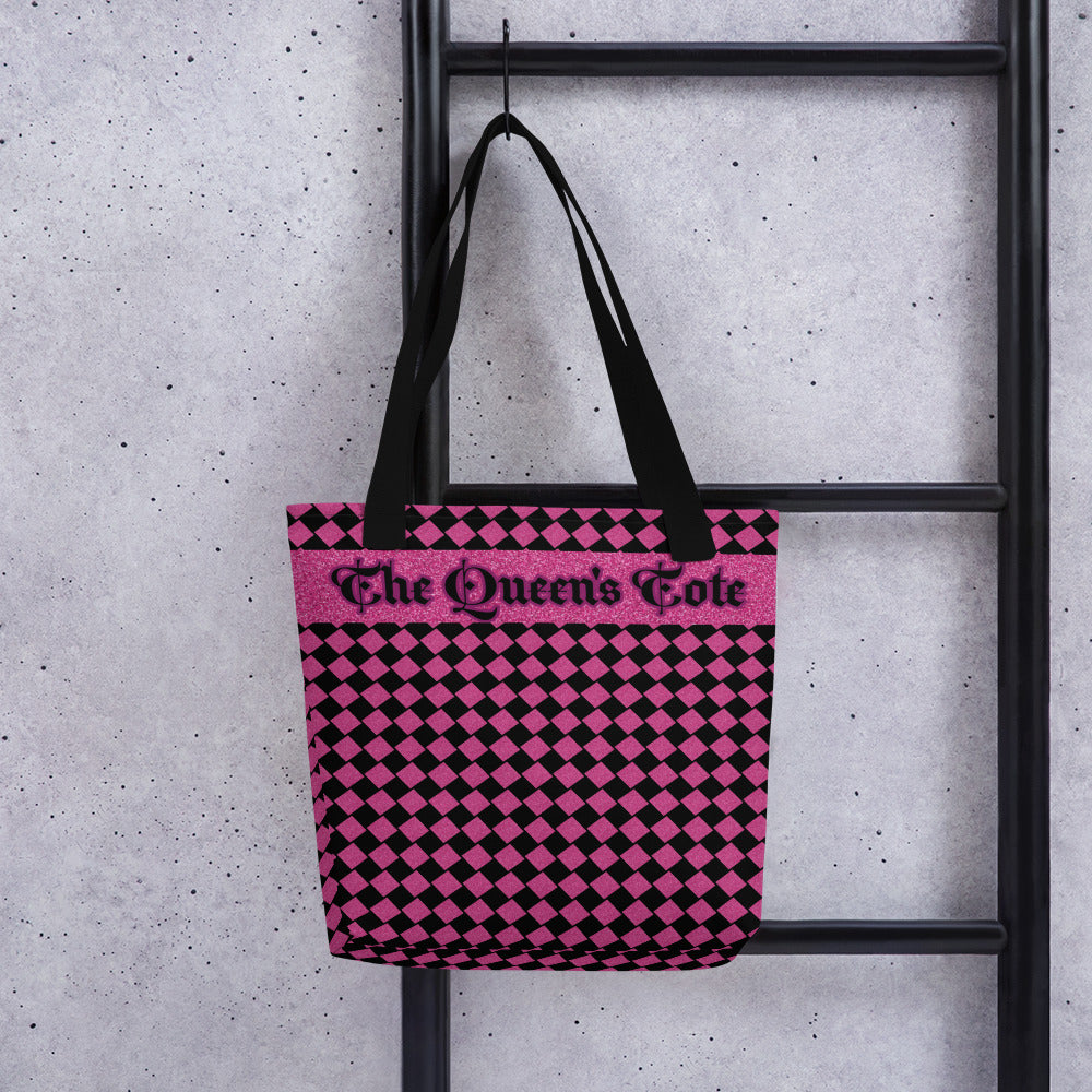 Editable Special Order Category- Pink Glitter/Black Color Tote Bag 15" x 15" - Holds 2.6 US gallons (10 l)- wt limit 44lbs