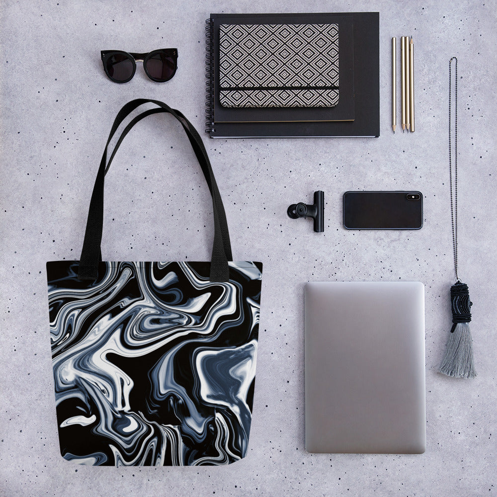 15X15 Black & White Marble Design Tote Bag