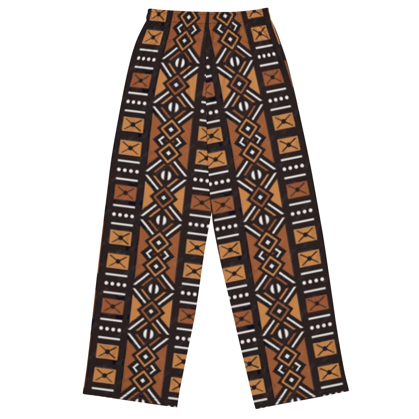 African Mud Cloth Print unisex wide-leg pants. (A)