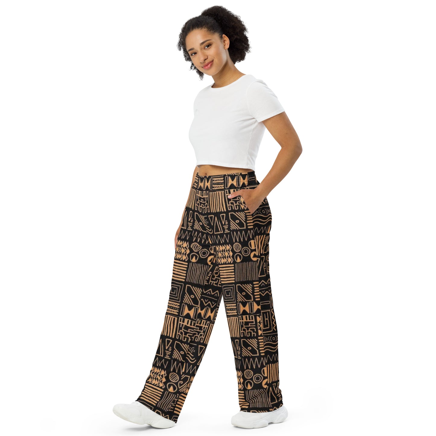 African Print Wide Leg Pants - C