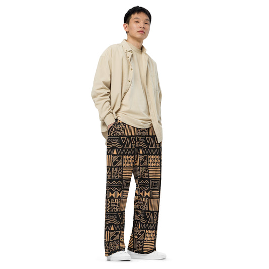 African Print Wide Leg Pants - C