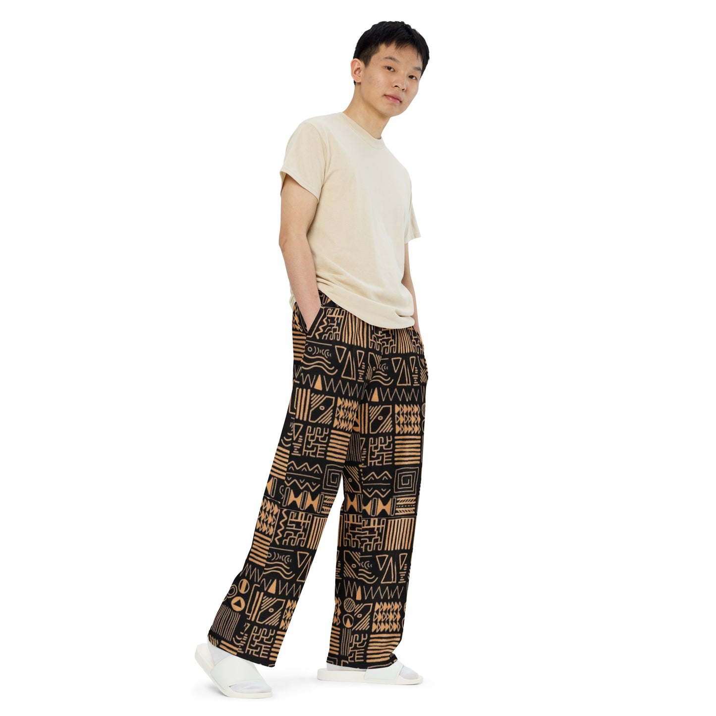 African Print Wide Leg Pants - C