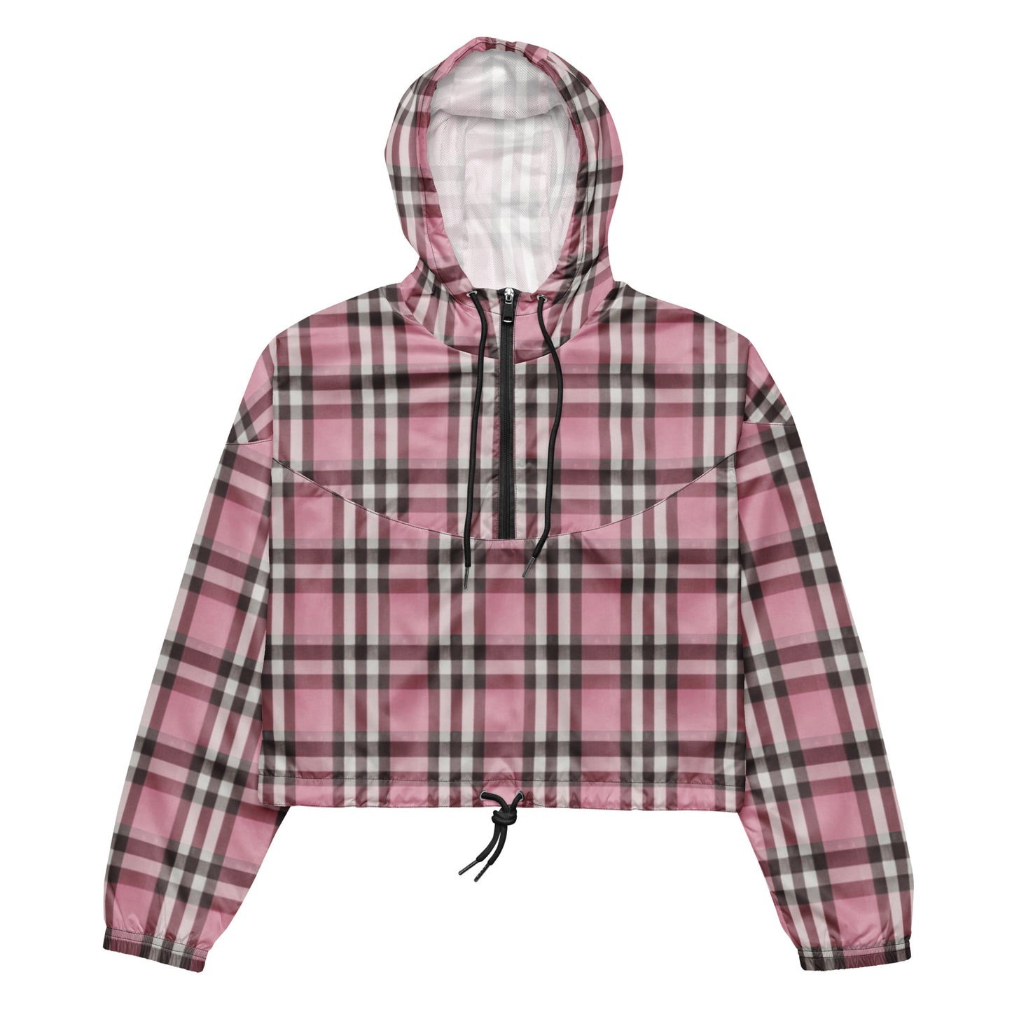 Women’s cropped windbreaker Designer Pink Plaid