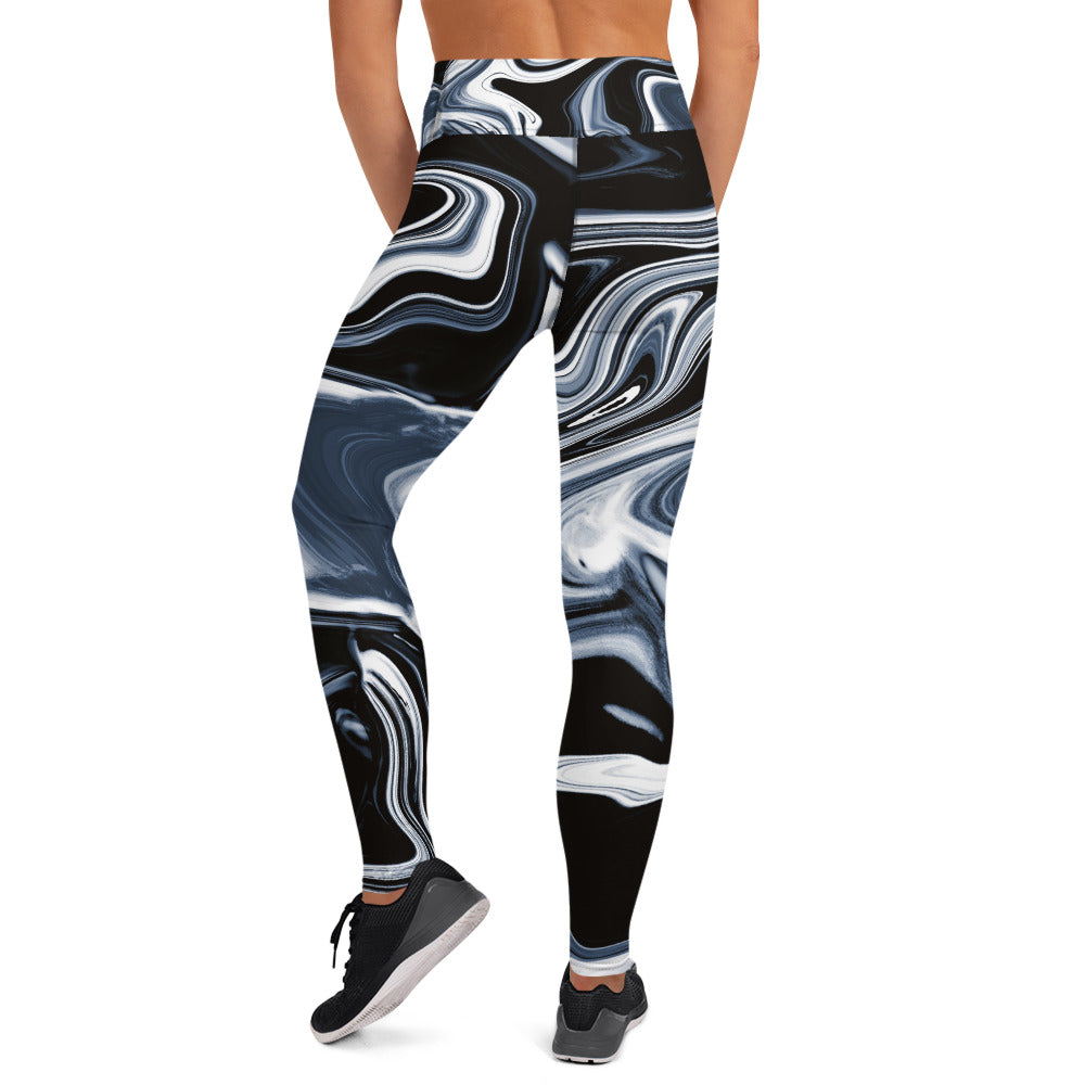 Black/White Marble Print Yoga Leggings XS-XL