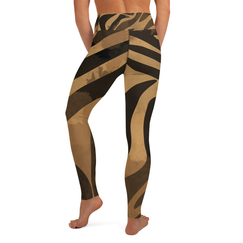 Yoga Leggings XS-XL Black/Brown Exotic Print