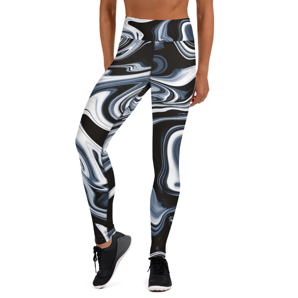 Black/White Marble Print Yoga Leggings XS-XL