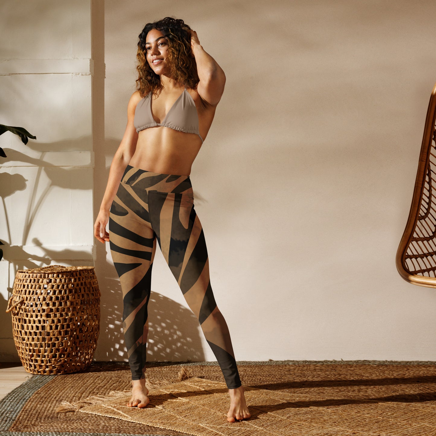 Yoga Leggings XS-XL Black/Brown Exotic Print