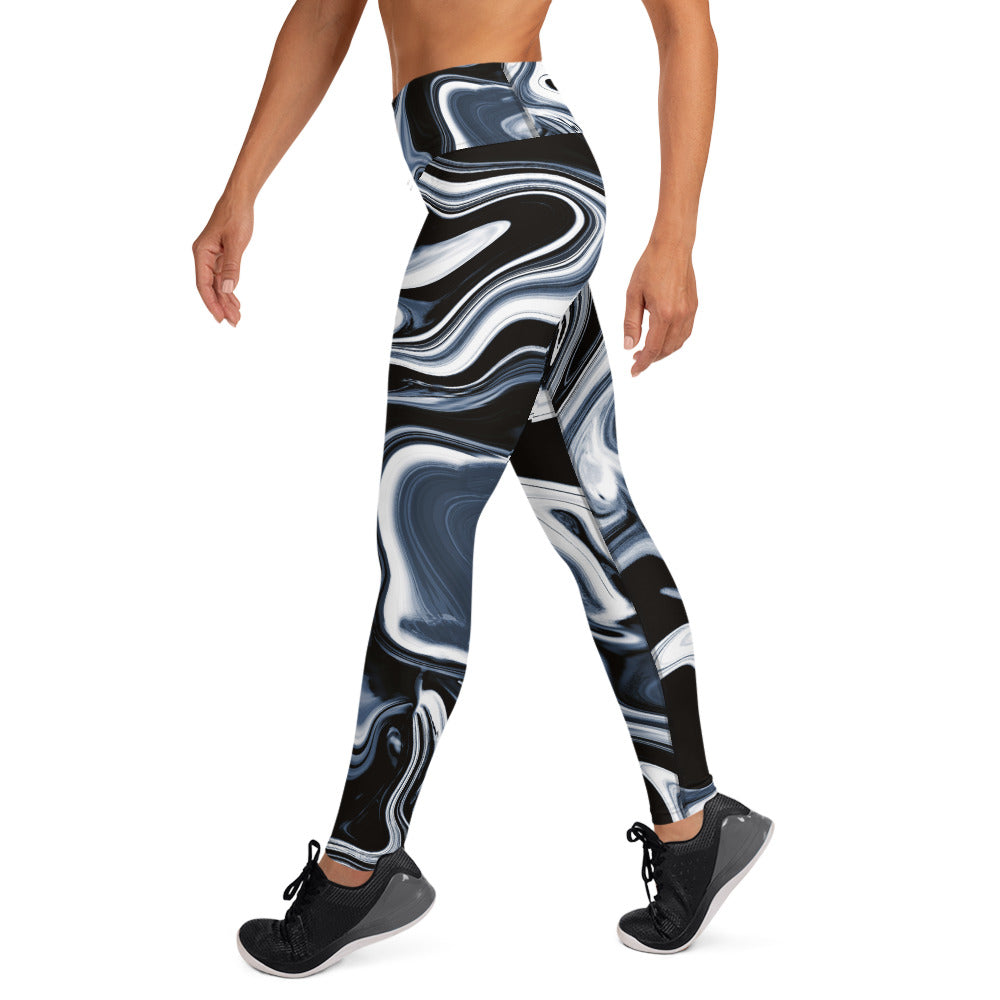 Black/White Marble Print Yoga Leggings XS-XL