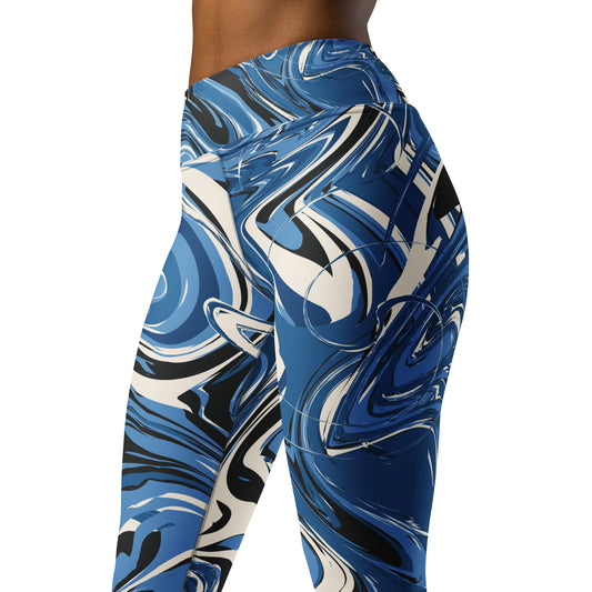 XS-XL Blue/white Marble Print Yoga Leggings