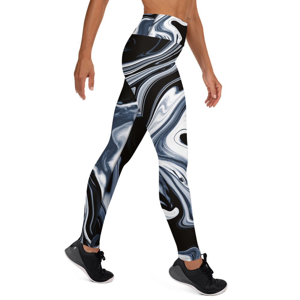 Black/White Marble Print Yoga Leggings XS-XL