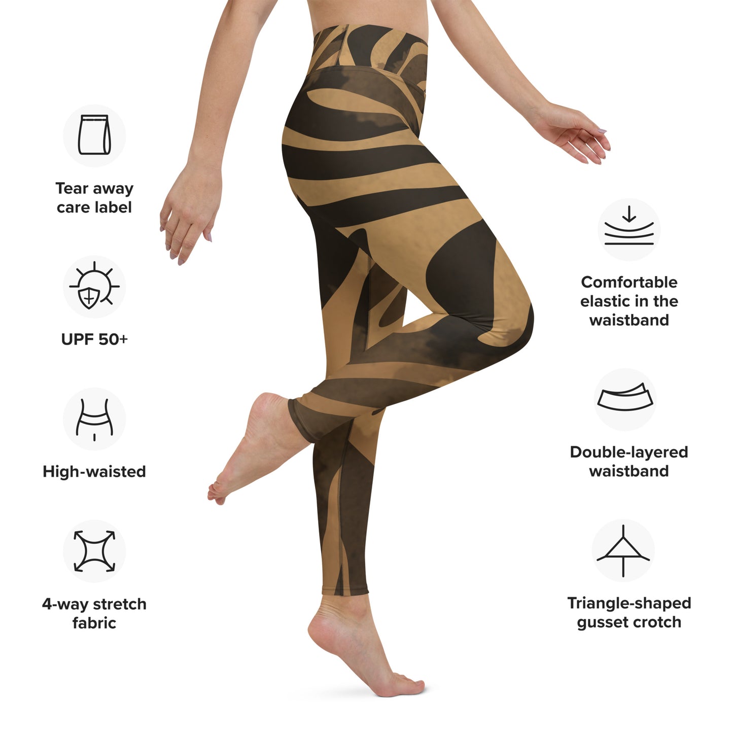 Yoga Leggings XS-XL Black/Brown Exotic Print