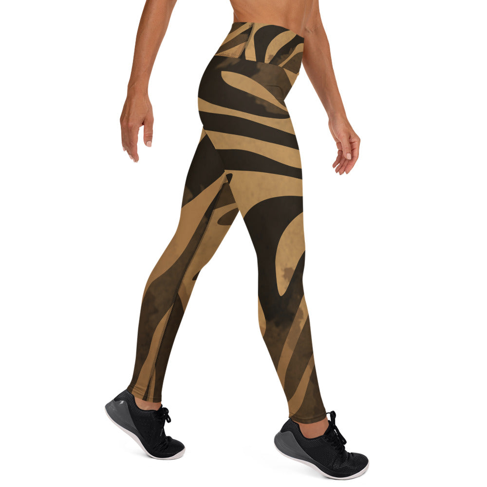 Yoga Leggings XS-XL Black/Brown Exotic Print