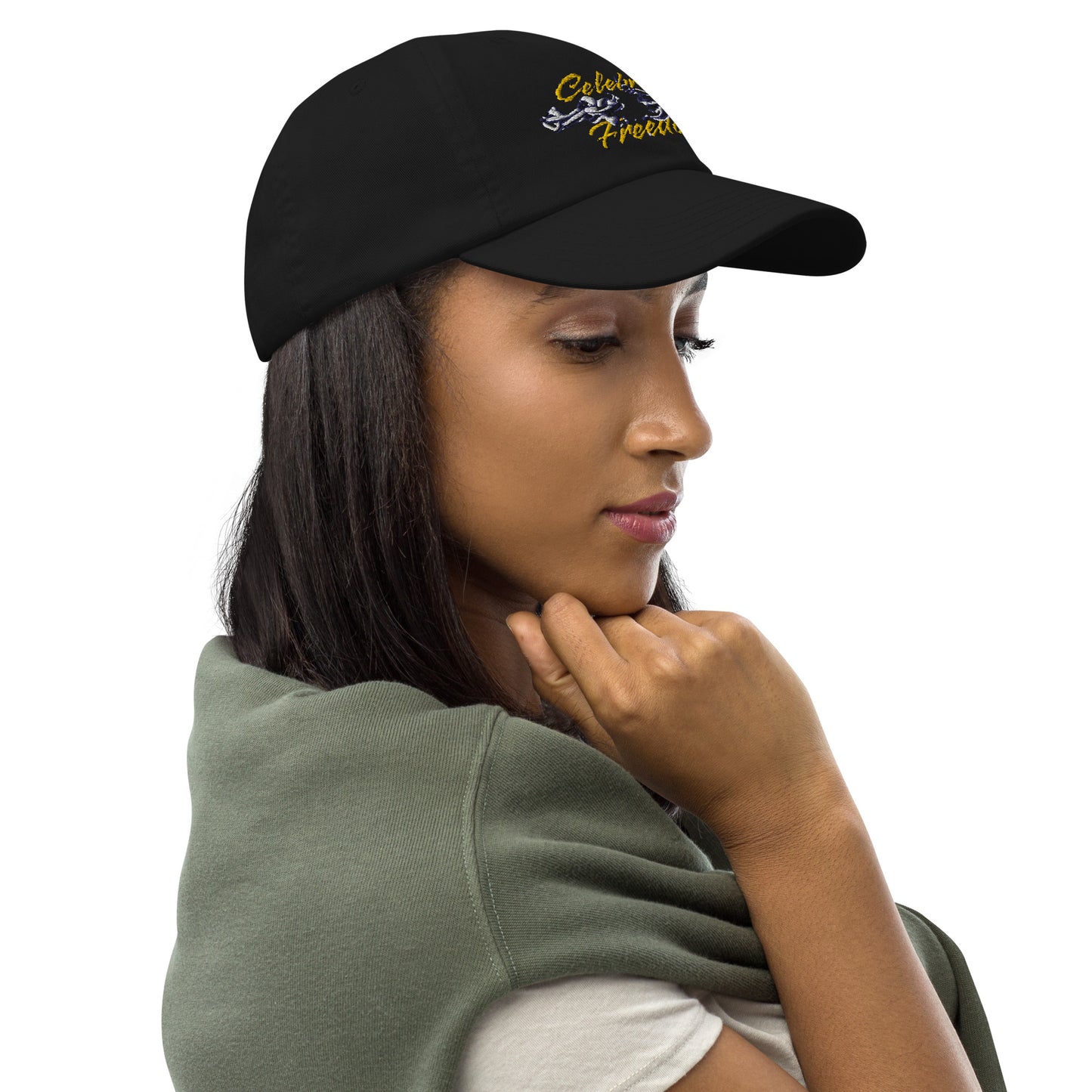 Celebrate Freedom Embroidered Champion Dad Cap Juneteenth Holiday