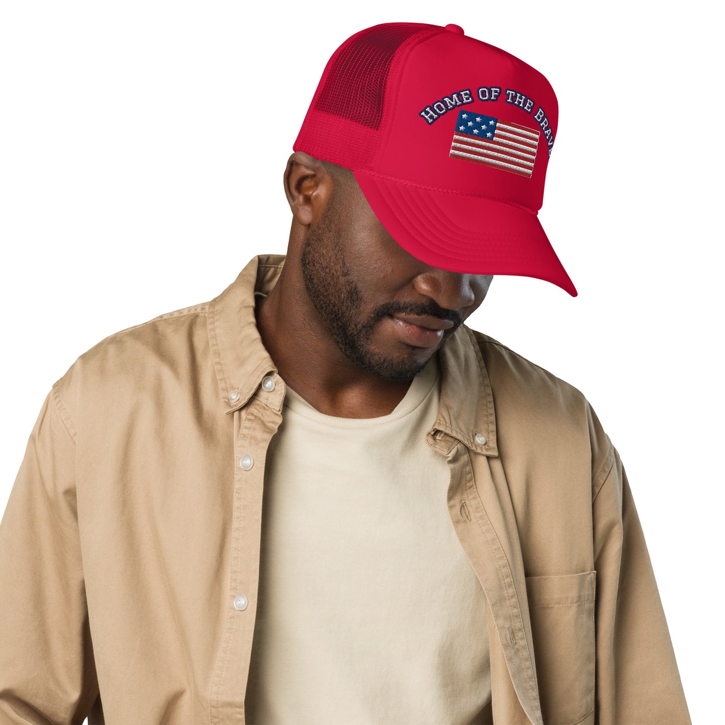 HOME OF THE BRAVE, United States Flag, Foam trucker hat