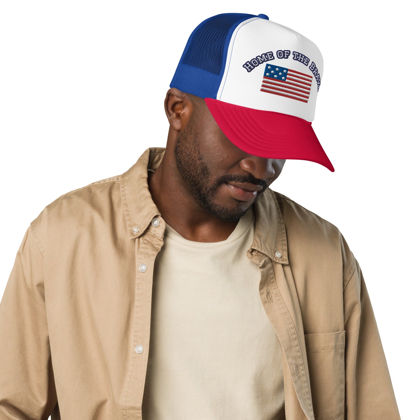 HOME OF THE BRAVE, United States Flag, Foam trucker hat