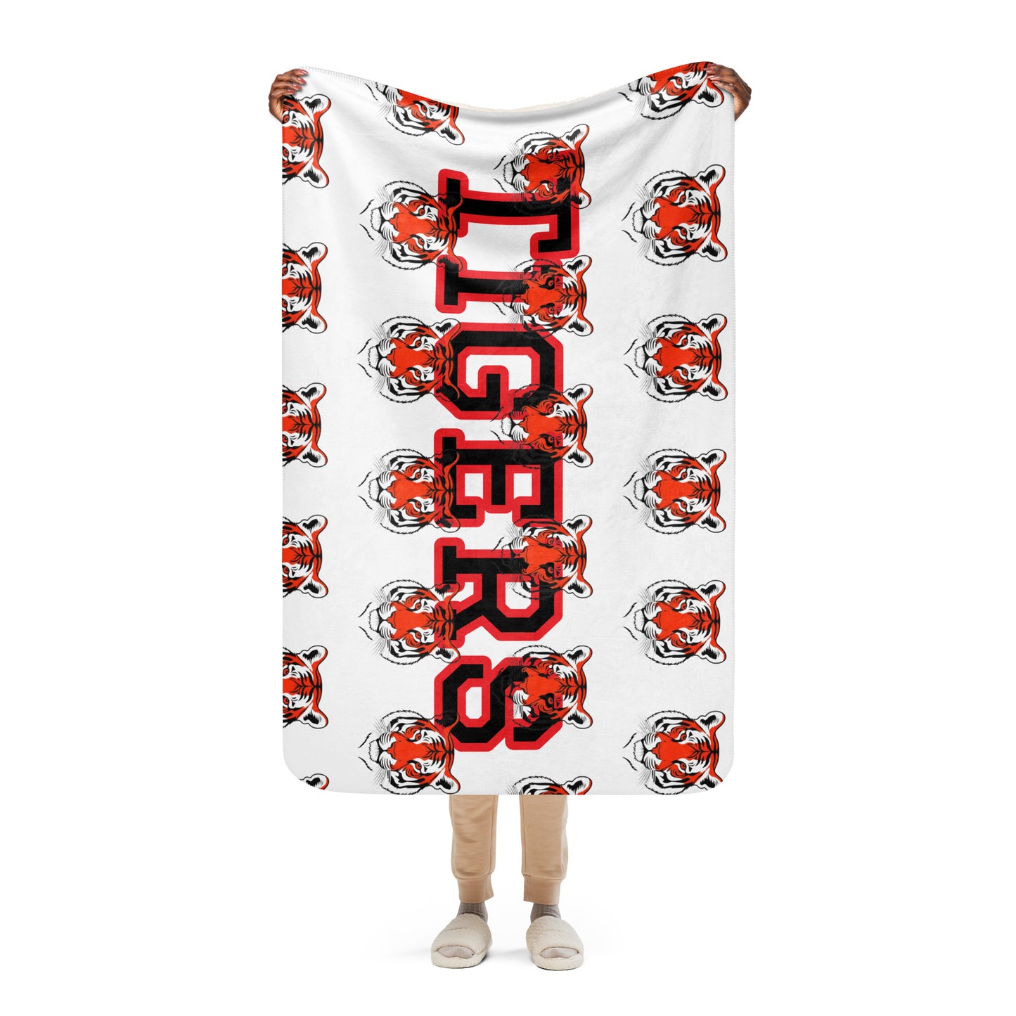 Football Season, Exquisite Sherpa Blanket, Tigers-School Spirit Customize Yours