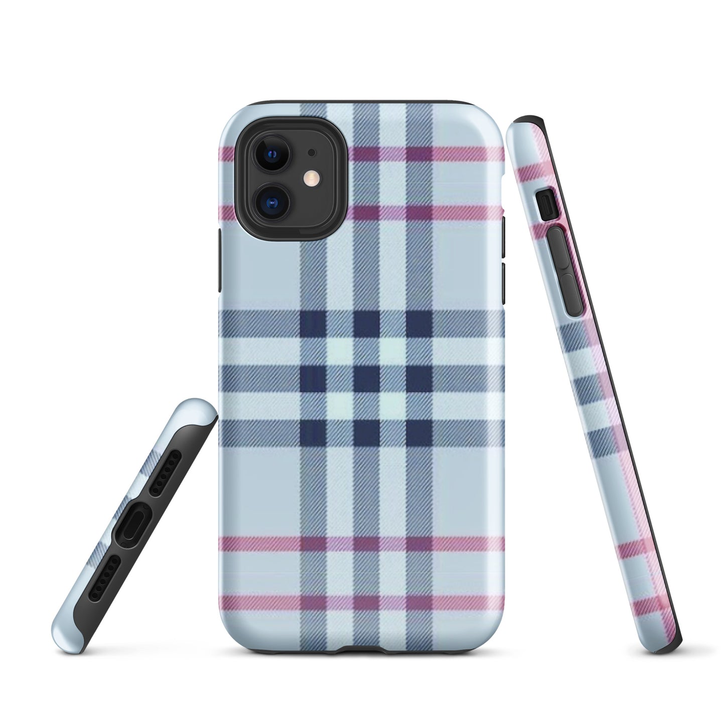 Tough Case for iPhone® Plaid Designer Print, Light Blue