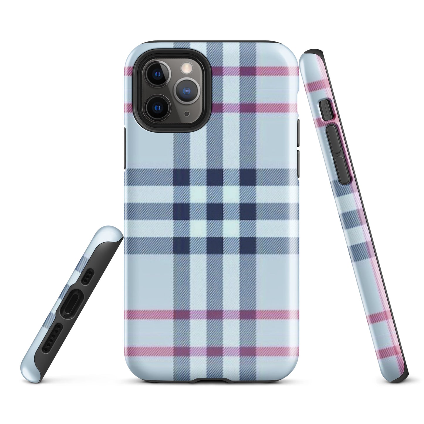 Tough Case for iPhone® Plaid Designer Print, Light Blue