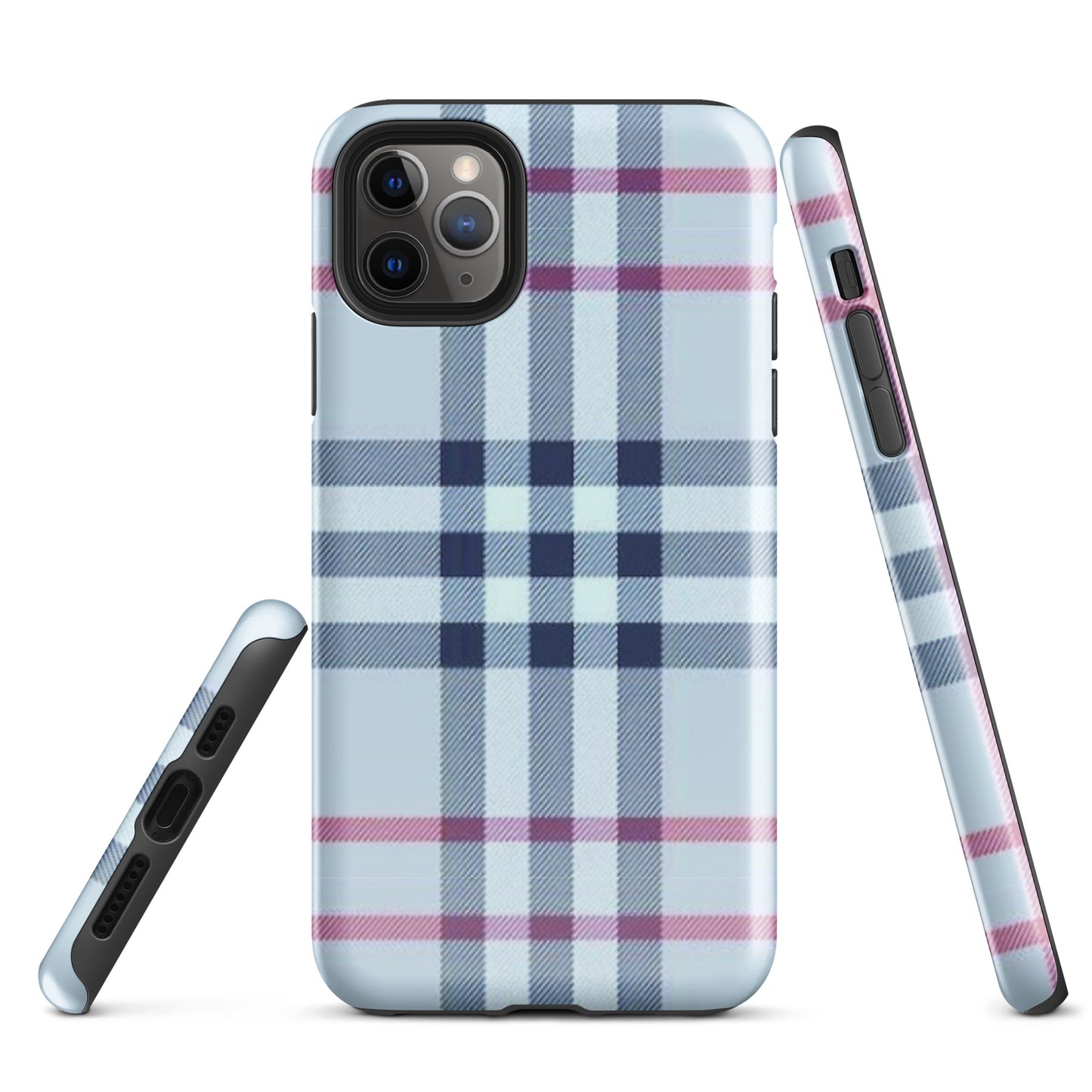 Tough Case for iPhone® Plaid Designer Print, Light Blue