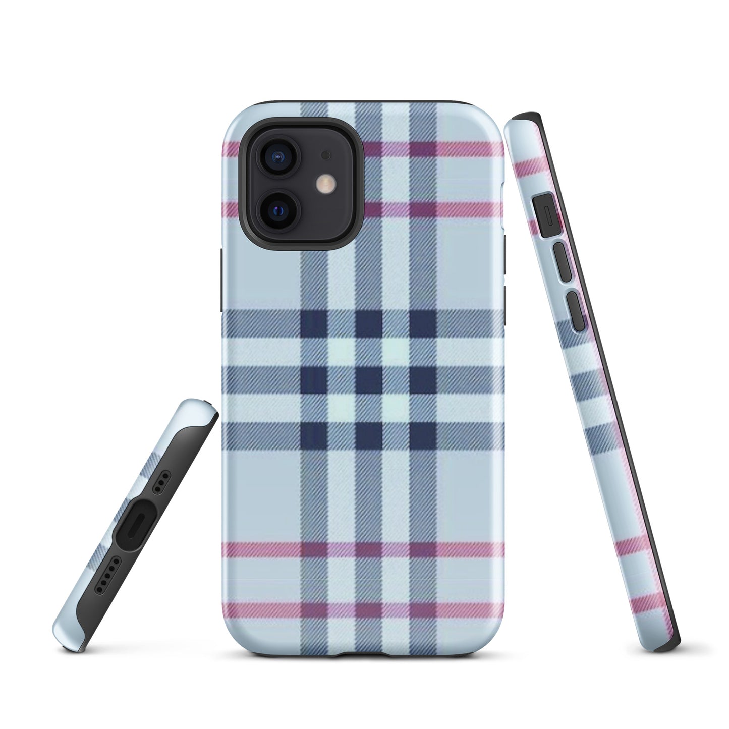 Tough Case for iPhone® Plaid Designer Print, Light Blue