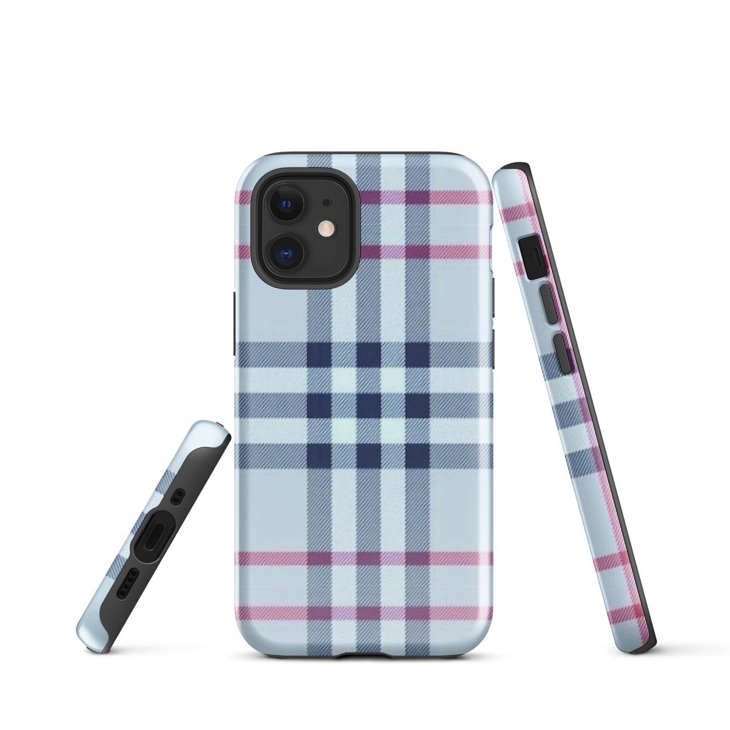 Tough Case for iPhone® Plaid Designer Print, Light Blue