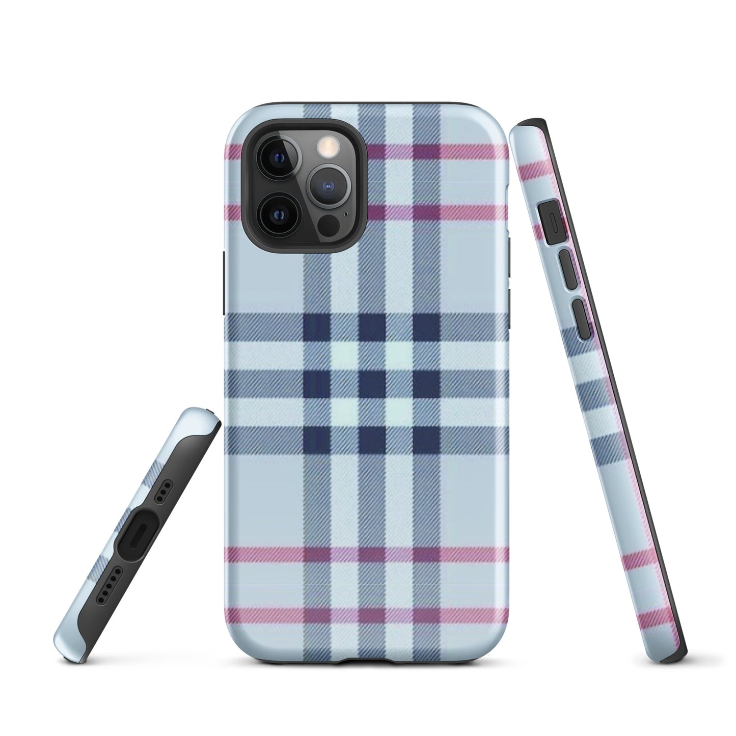 Tough Case for iPhone® Plaid Designer Print, Light Blue