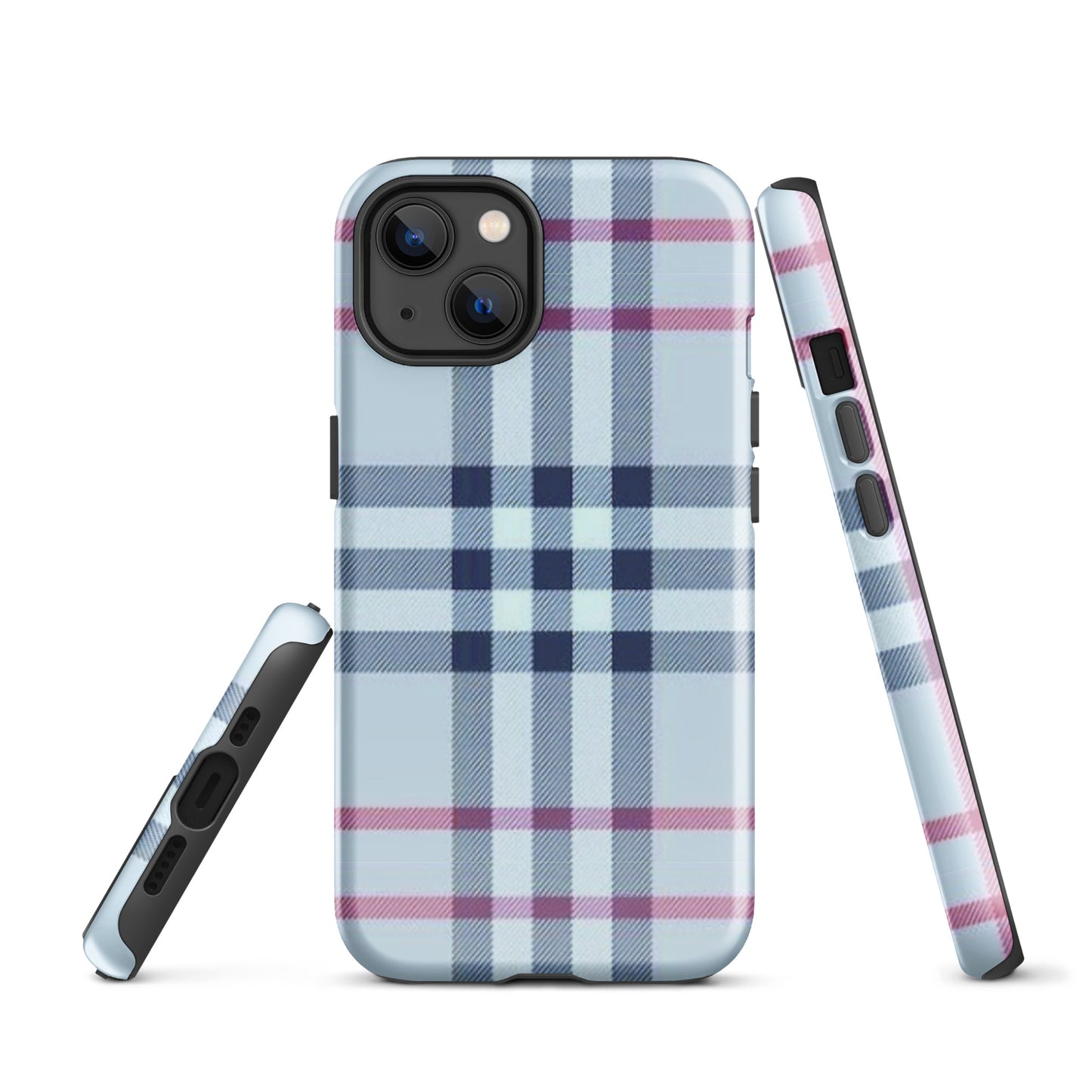 Tough Case for iPhone® Plaid Designer Print, Light Blue