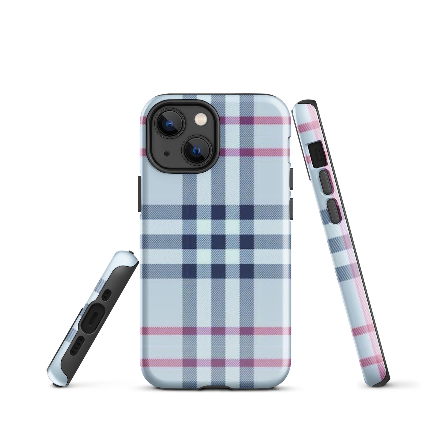 Tough Case for iPhone® Plaid Designer Print, Light Blue