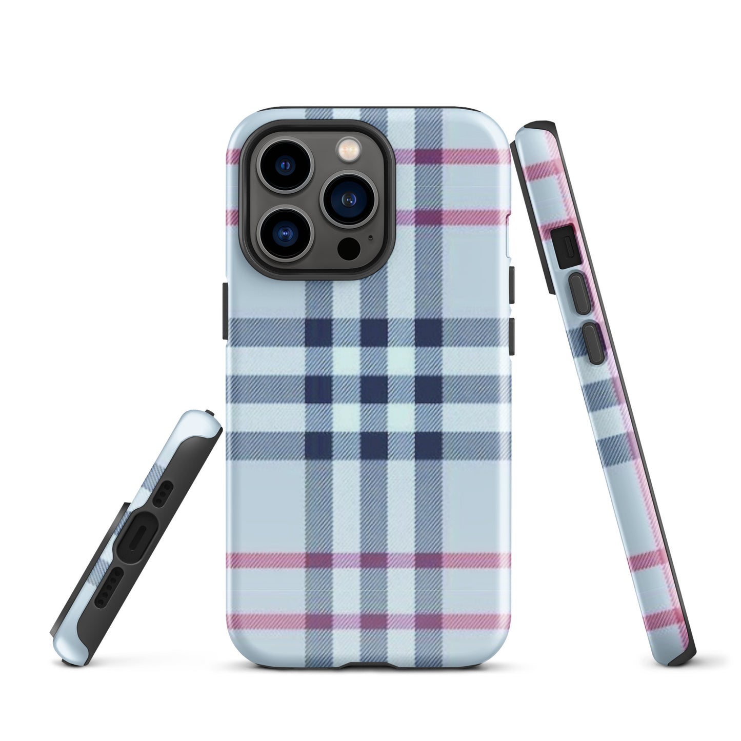 Tough Case for iPhone® Plaid Designer Print, Light Blue