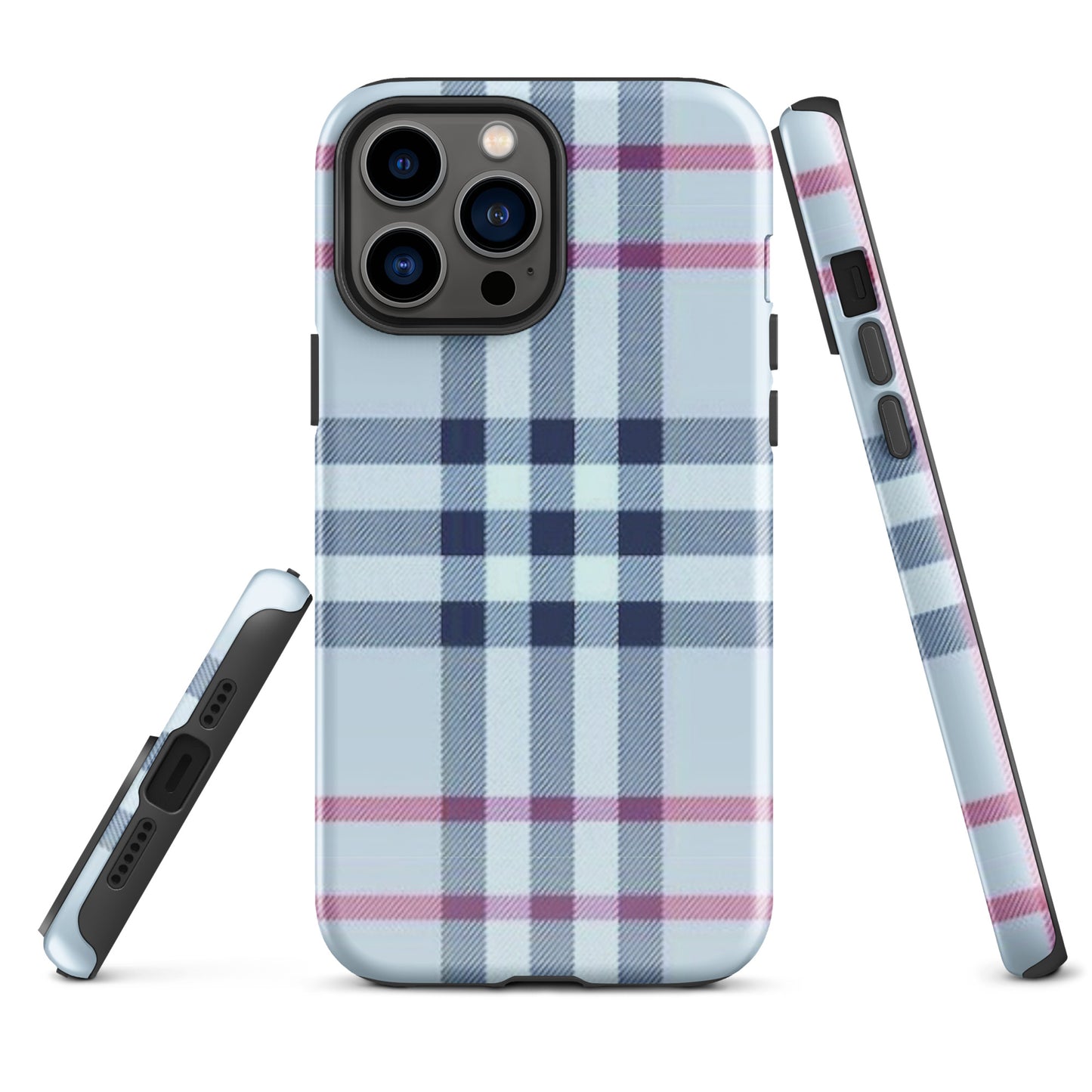 Tough Case for iPhone® Plaid Designer Print, Light Blue