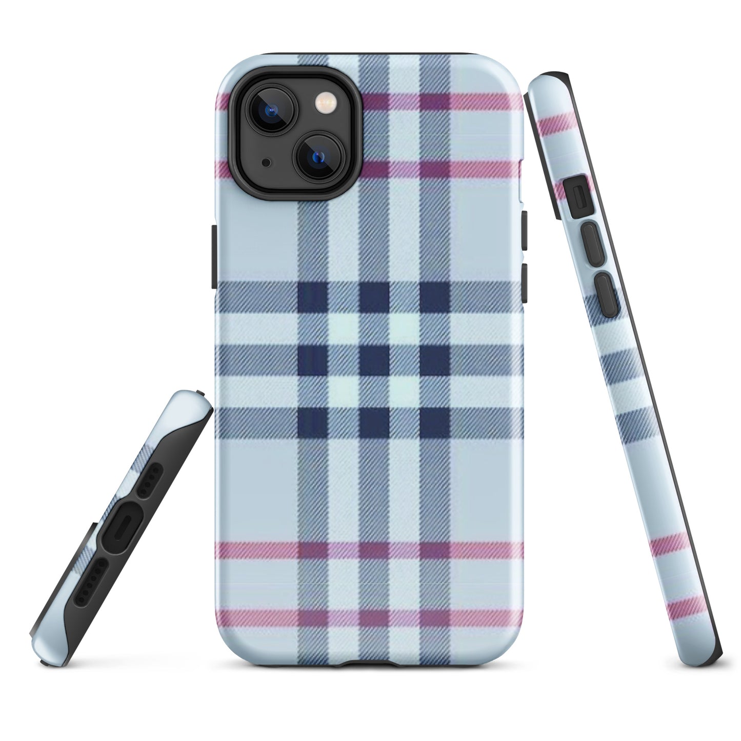 Tough Case for iPhone® Plaid Designer Print, Light Blue