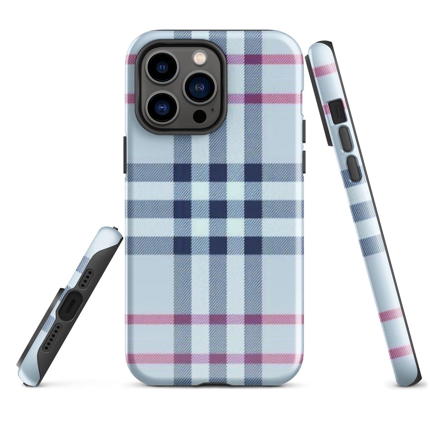 Tough Case for iPhone® Plaid Designer Print, Light Blue