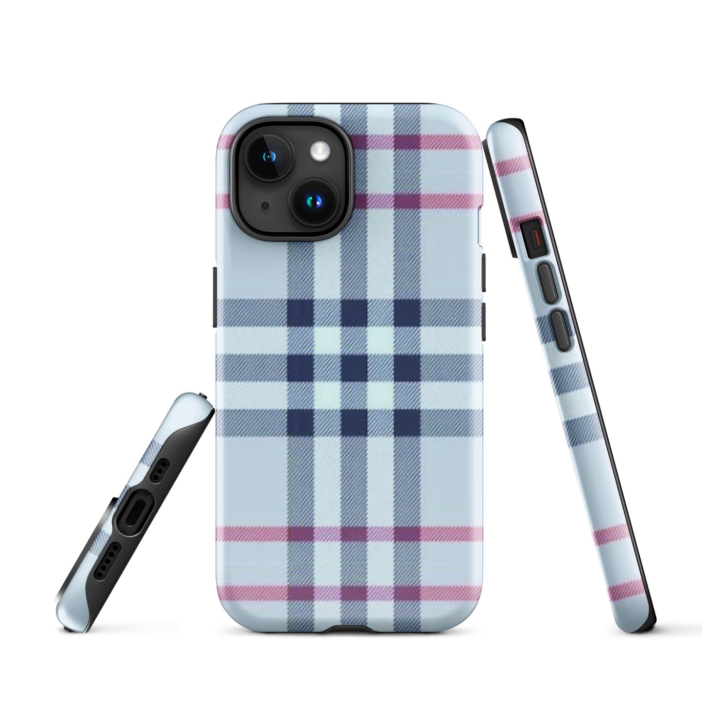 Tough Case for iPhone® Plaid Designer Print, Light Blue