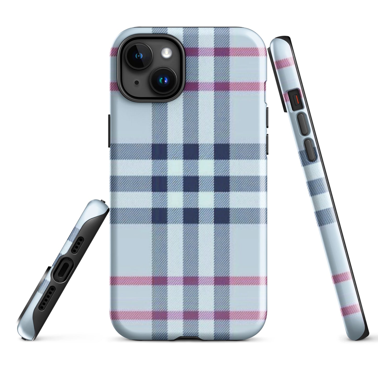 Tough Case for iPhone® Plaid Designer Print, Light Blue