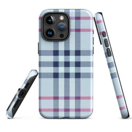 Tough Case for iPhone® Plaid Designer Print, Light Blue