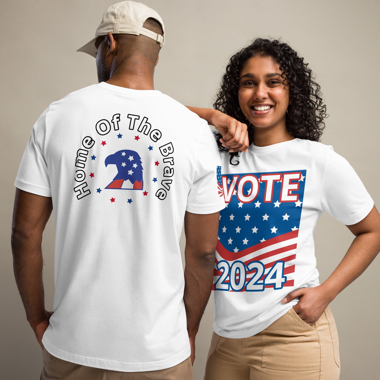 Home Of The Brave, Vote 2024 Unisex t-shirt - Four Colors to Choose From