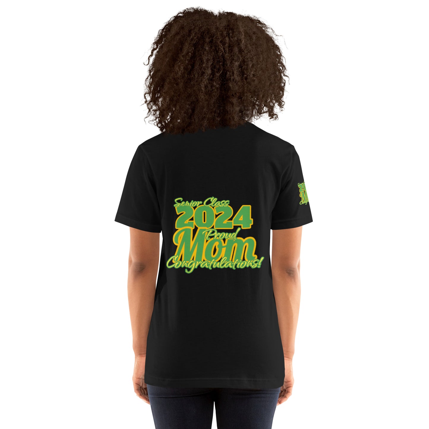 Senior Class, 2024 Proud Mom - Unisex T-Shirt Green/Yellow Black Shirt