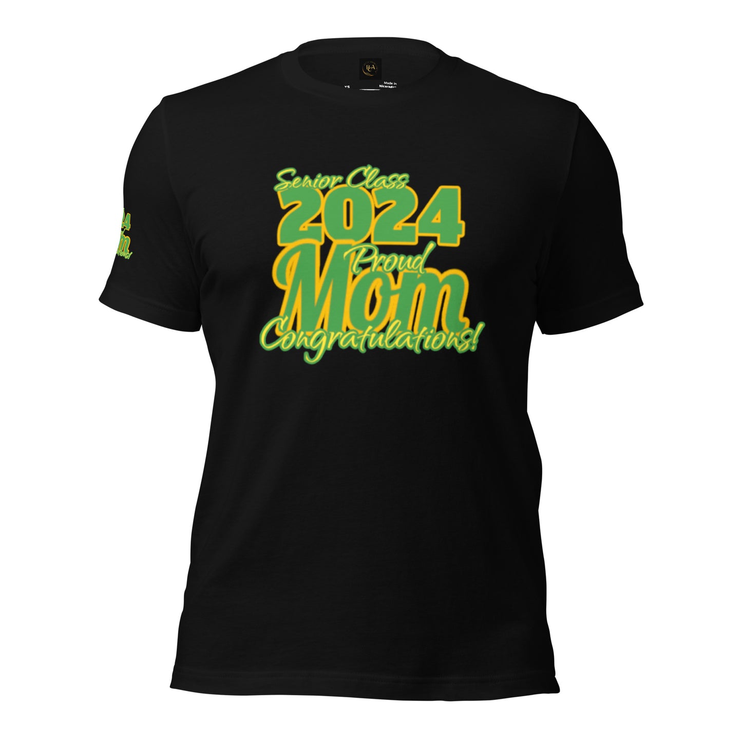 Senior Class, 2024 Proud Mom - Unisex T-Shirt Green/Yellow Black Shirt Unisex t-shirt